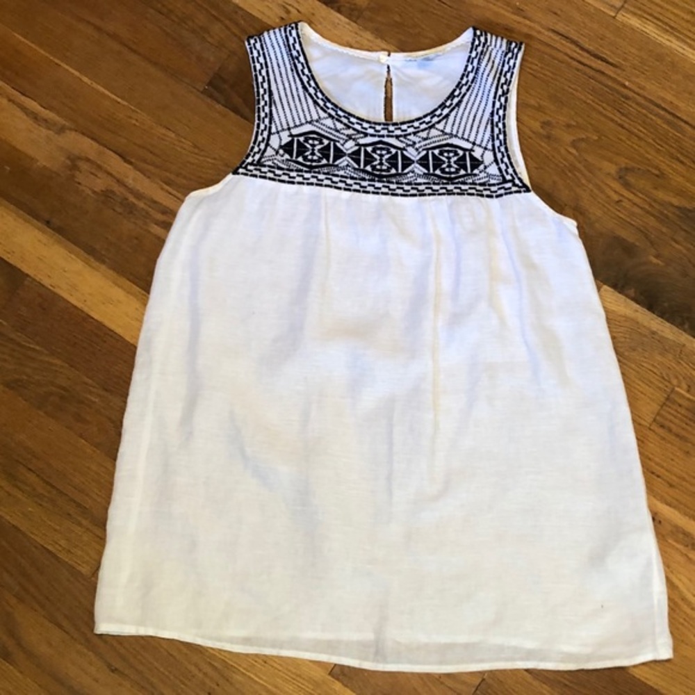 ARTISAN NY LINEN EMBROIDERED TANK S